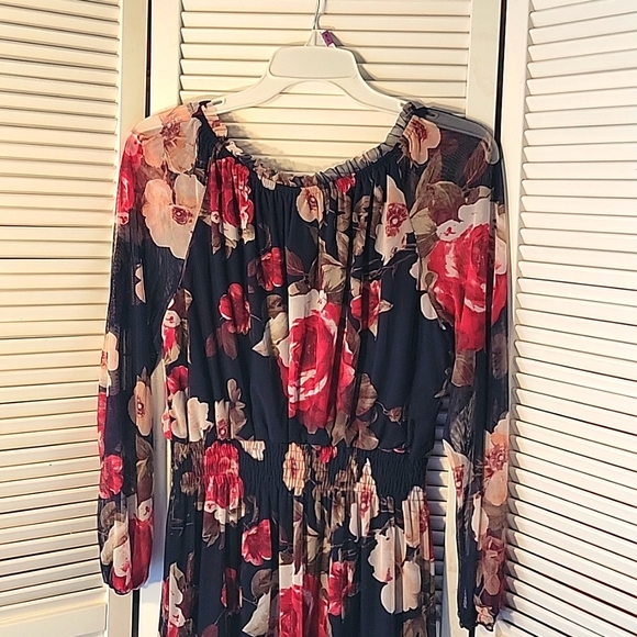 KATE AND LILY BLUE FLORAL MIDI DRESS SZ 12P - Picture 7 of 8